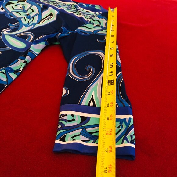 Drop Waist Dress Blue White Green Swirls ¾ Sleeves Stretch Ali Ro Women’s Size 2 - Picture 14 of 16